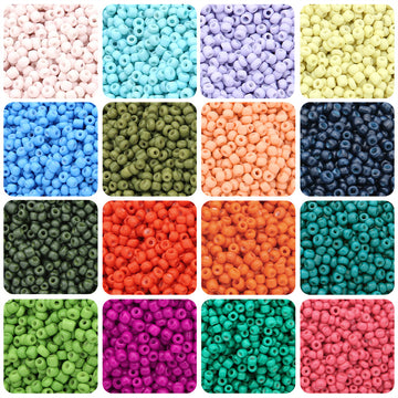 Glass solid color paint rice beads