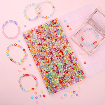 28-grid transparent color letter bead set DIY handmade beaded bracelet accessories