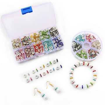 Crystal Flat Edge Mixed Color Spacer Bead Wheel Rim Bulk Beads Set