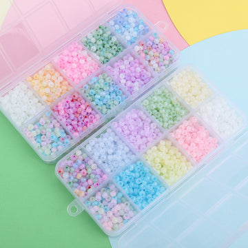 Cat's Eye Jade Ice Glass Pony Beads Set - 10 Grids