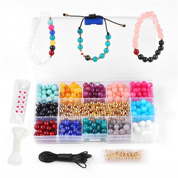 6-8mm Acrylic Mixed Color Beads Set - 15 Grids
