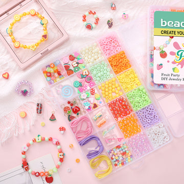 Summer Fruit DIY Jewelry Kit – Polymer Clay Beads Bracelet & Necklace Making Set for Kids & Beginners