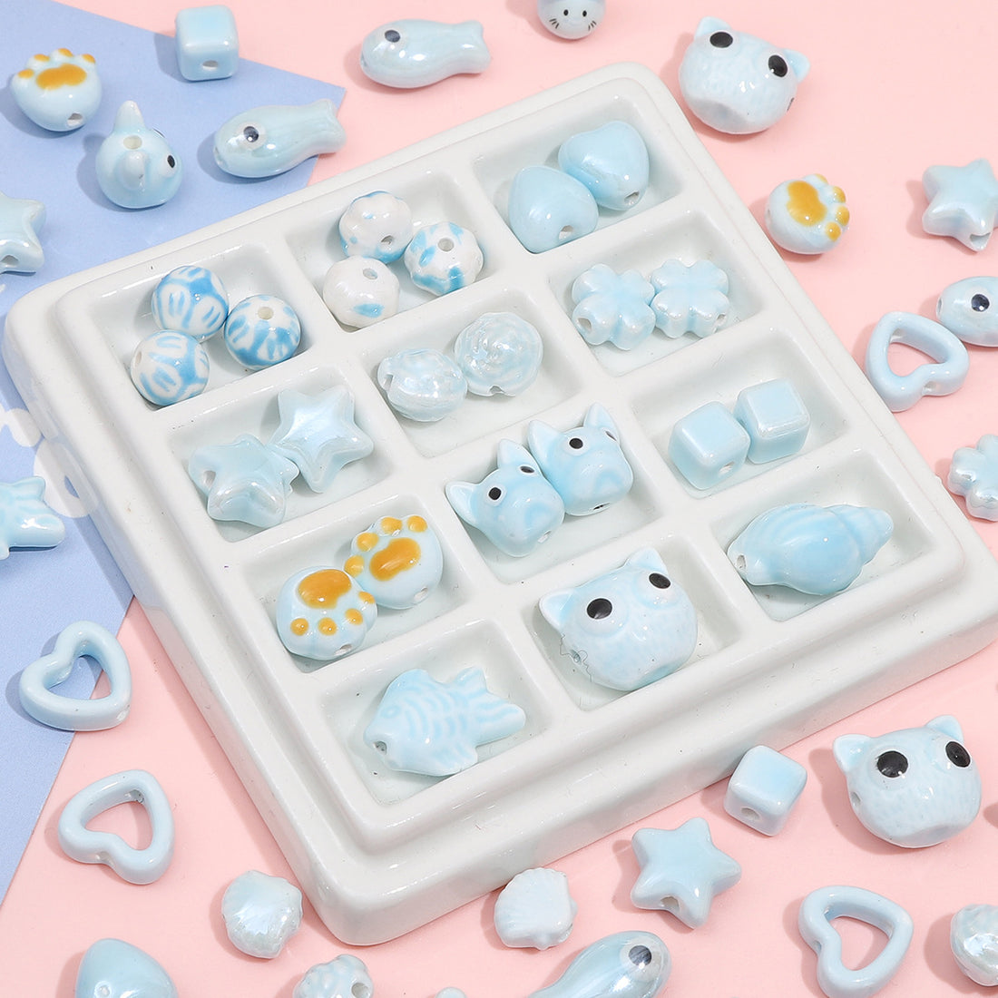 Cat's Paw Blue Tone Beads Jewelry Making Supplies