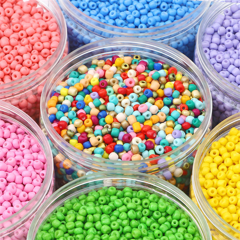 Glass solid color paint rice beads