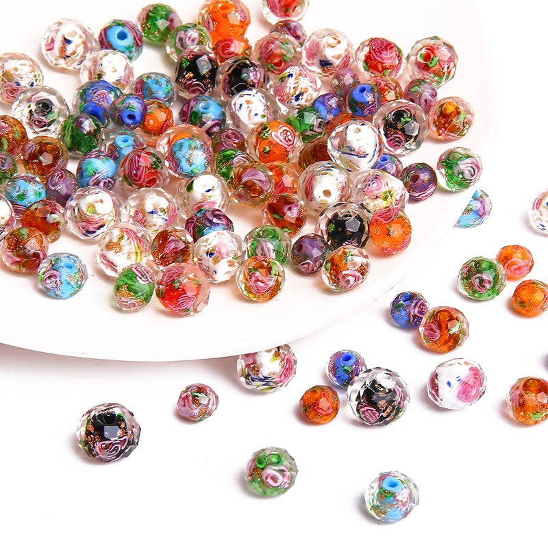 Faceted glass wheel beads