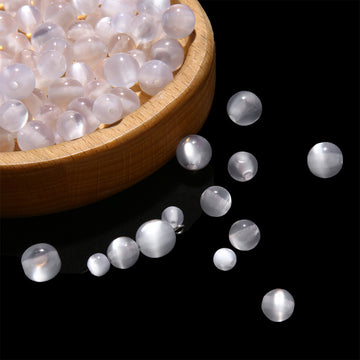 Resin Imitation Cat's Eye Round Beads White Bracelet Beading Kits