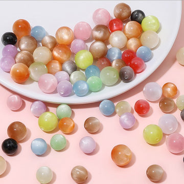 10 Colorful Resin Imitation Cat's Eye Round Beads Jewelry Supplies