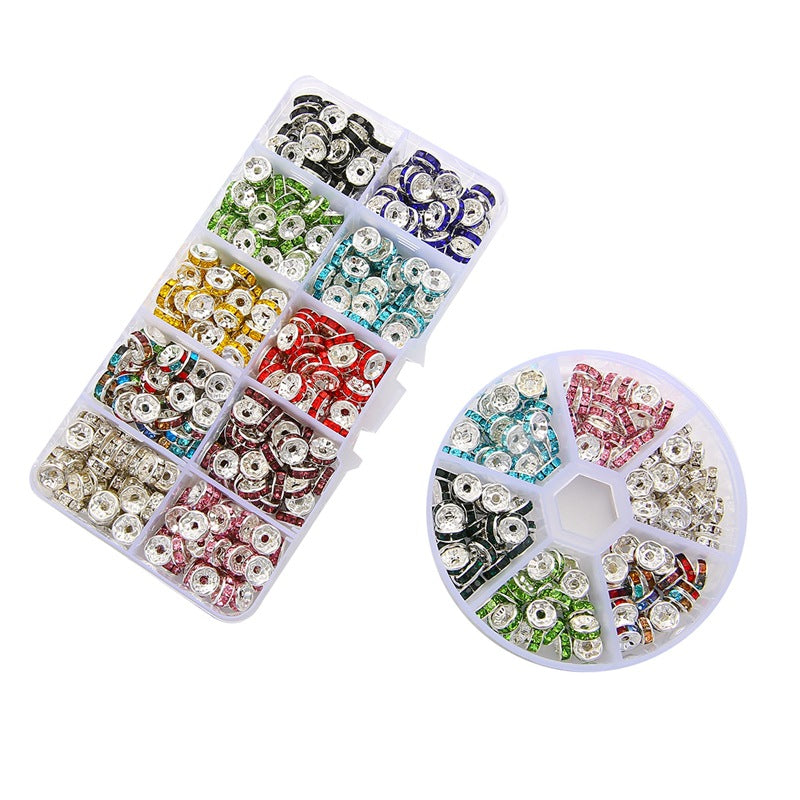 Crystal Flat Edge Mixed Color Spacer Bead Wheel Rim Bulk Beads Set