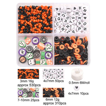 Clay Bead Alphabet Beads Halloween Beaded Bracelets Set - 4 Grids