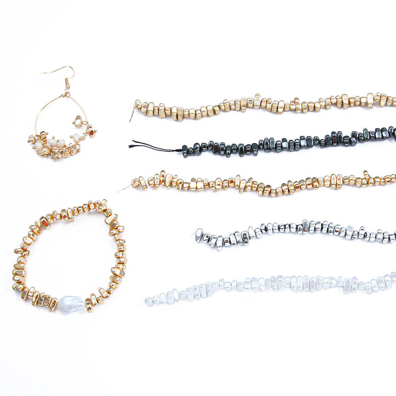 Irregular shaped gravel beads electroplated gold loose beads