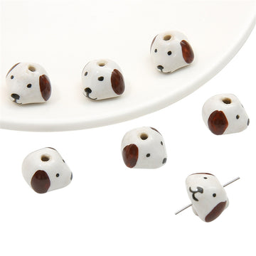 Puppy Hand Painted Ceramic Beads