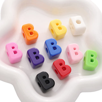10pcs Acrylic Large Hole Alphabet Beads-B