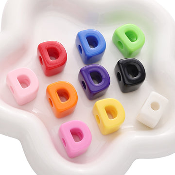 10pcs Acrylic Large Hole Alphabet Beads-D
