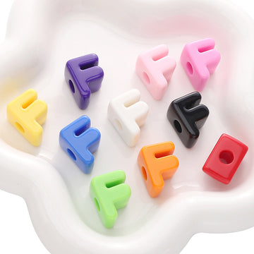 10pcs Acrylic Large Hole Alphabet Beads-F