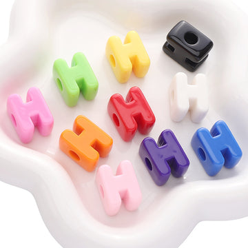 10pcs Acrylic Large Hole Alphabet Beads-H