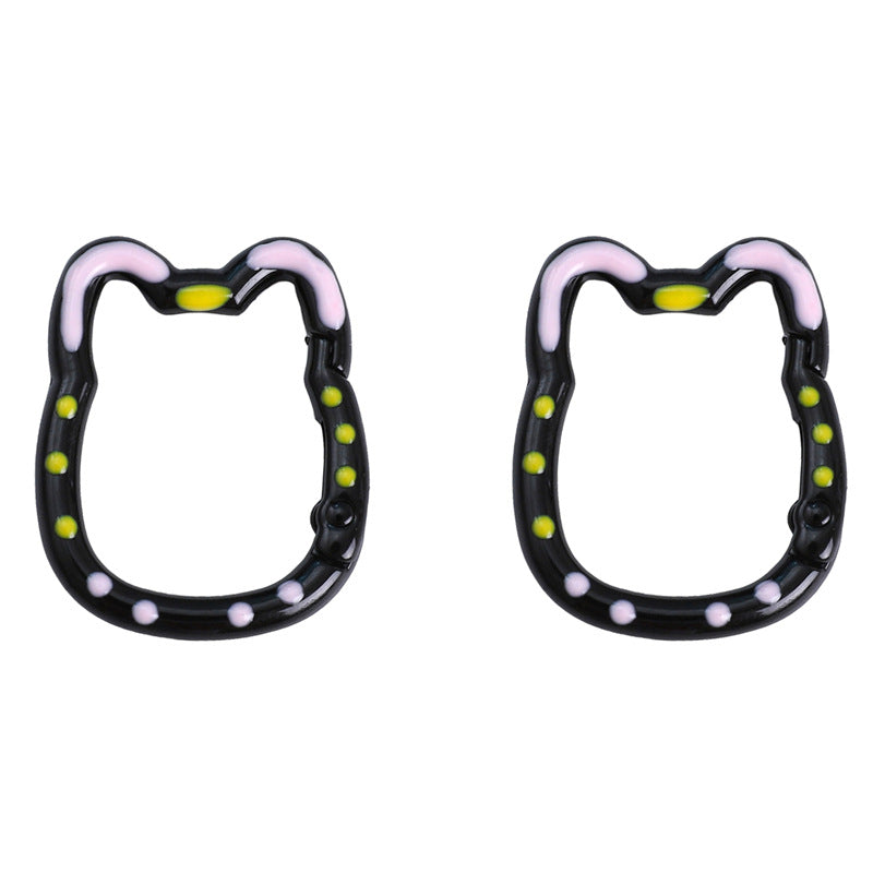 Double-Sided Enamel Lucky Cat Keychain (28×35mm)