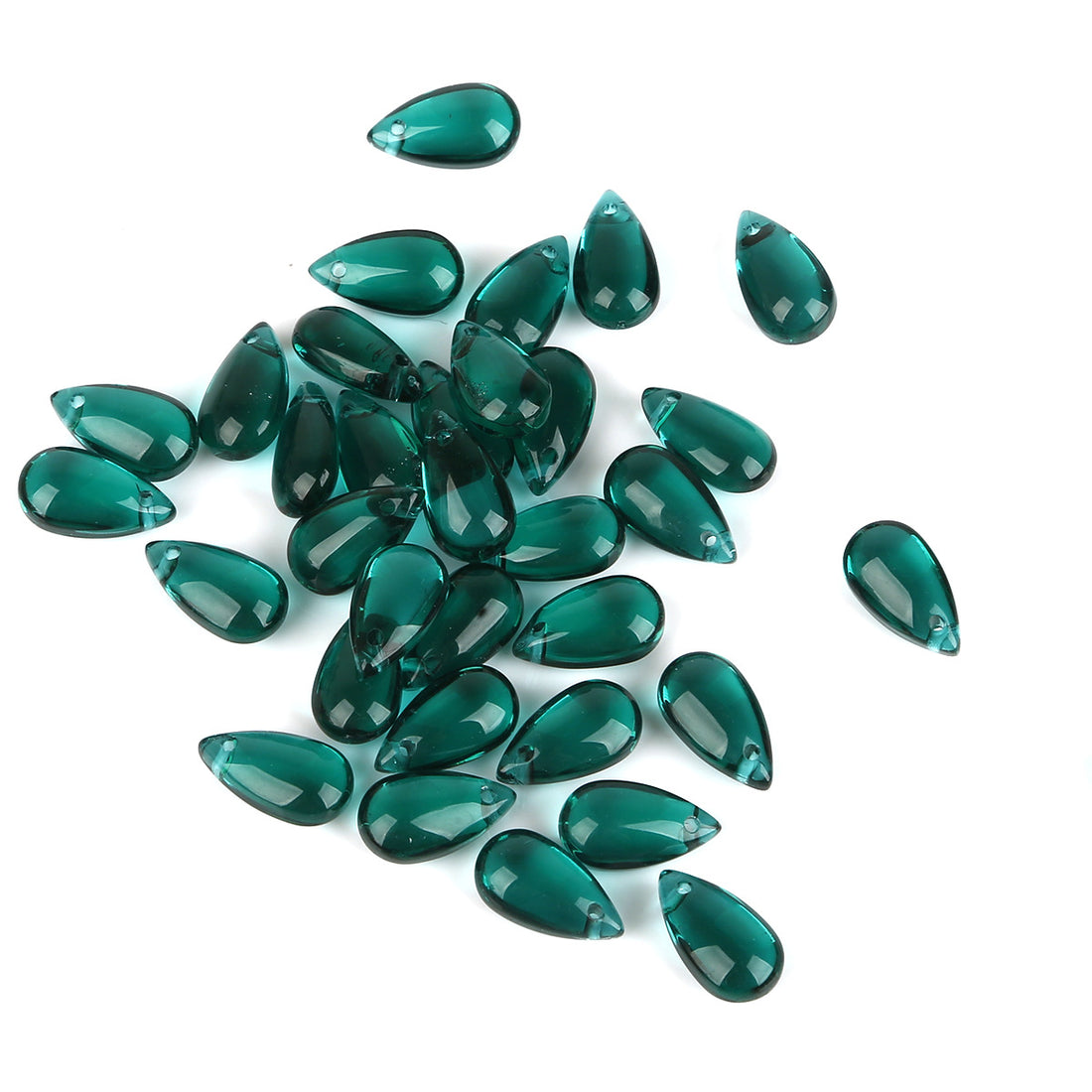 8*14mm Green Series Glass Teardrop Petal Beads Pendants