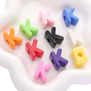 10pcs Acrylic Large Hole Alphabet Beads-K