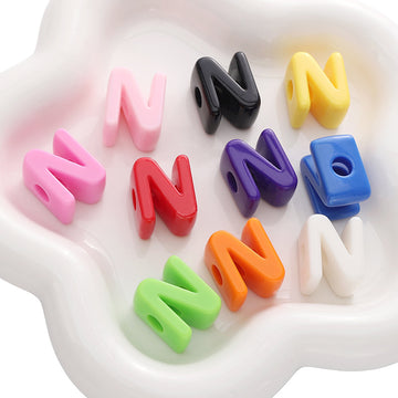 10pcs Acrylic Large Hole Alphabet Beads-N