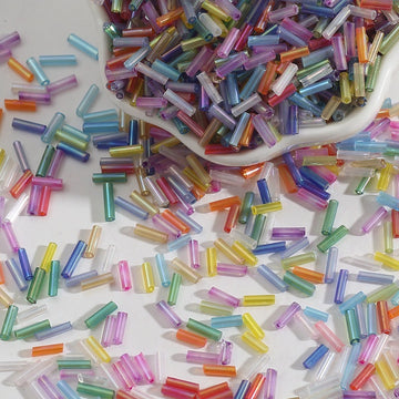 2*7mm Colorful Glass Tube Beads Jewlery Making Supplies