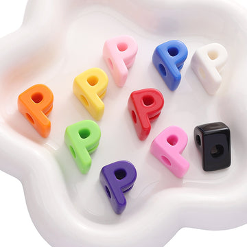 10pcs Acrylic Large Hole Alphabet Beads-P