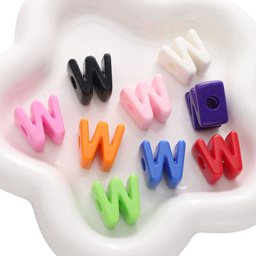 10pcs Acrylic Large Hole Alphabet Beads-W