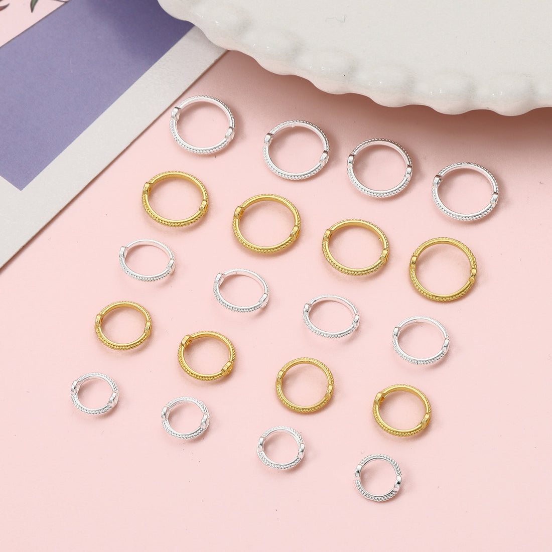 Alloy Color-Retaining Double-Hole Round Bead Bag Bead Ring DIY