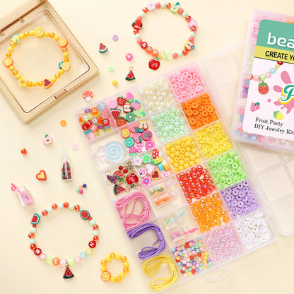 Summer Fruit DIY Jewelry Kit – Polymer Clay Beads Bracelet & Necklace Making Set for Kids & Beginners