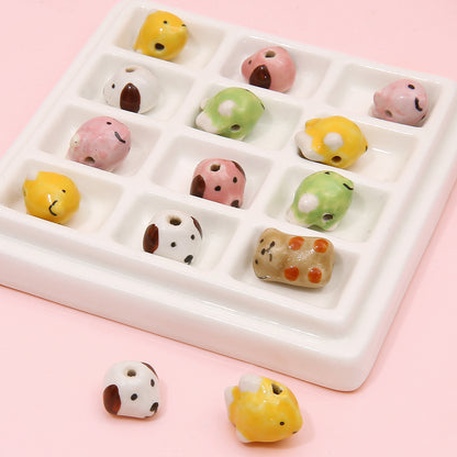 Puppy Hand Painted Ceramic Beads