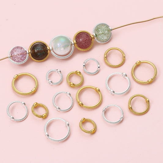 Alloy Color-Retaining Double-Hole Round Bead Bag Bead Ring DIY