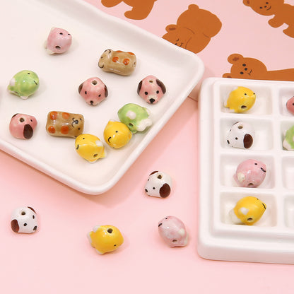 Bear Hand-Painted Ceramic Beads