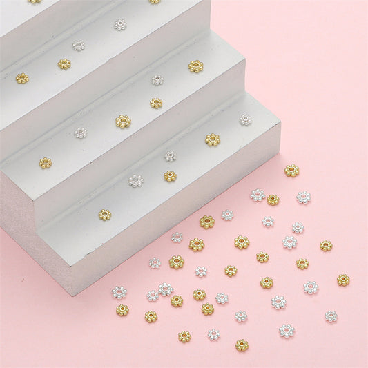 14K Gold-Plated Snowflake Spacer Beads