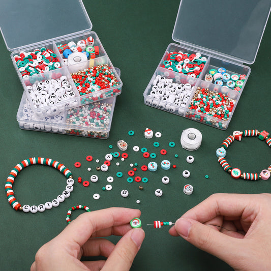 Christmas Alphabet Polymer Clay Bead Kit – DIY Jewelry Making Set for Bracelets, Necklaces & Holiday Crafts