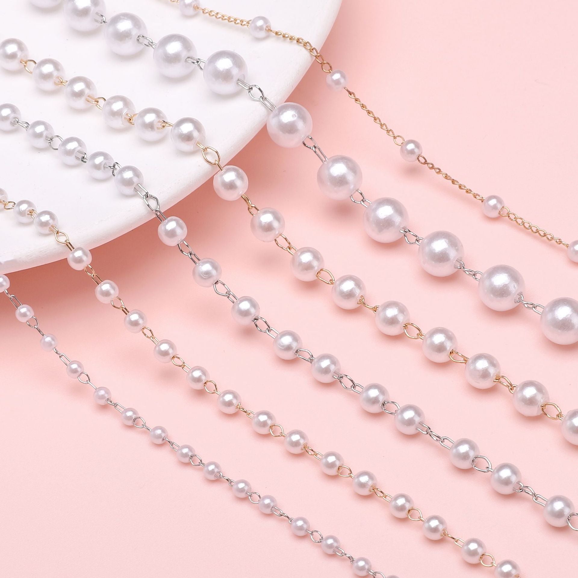 50cm ABS Pearl Copper Chain Jewlery Making Supplies