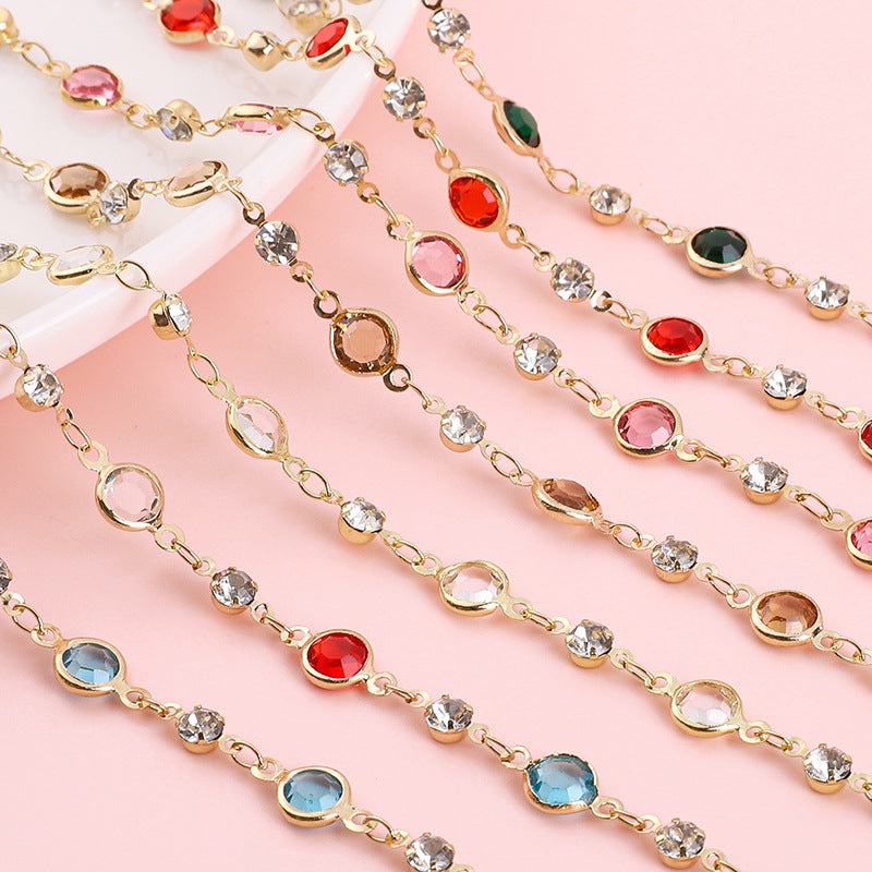Pure Copper Color-Preserving Edging Glass Diamond Chain DIY