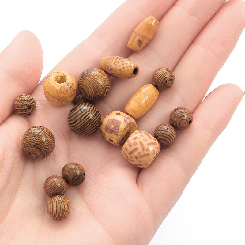 Natural Wood Beads Round Barrel Beads Beading Kit