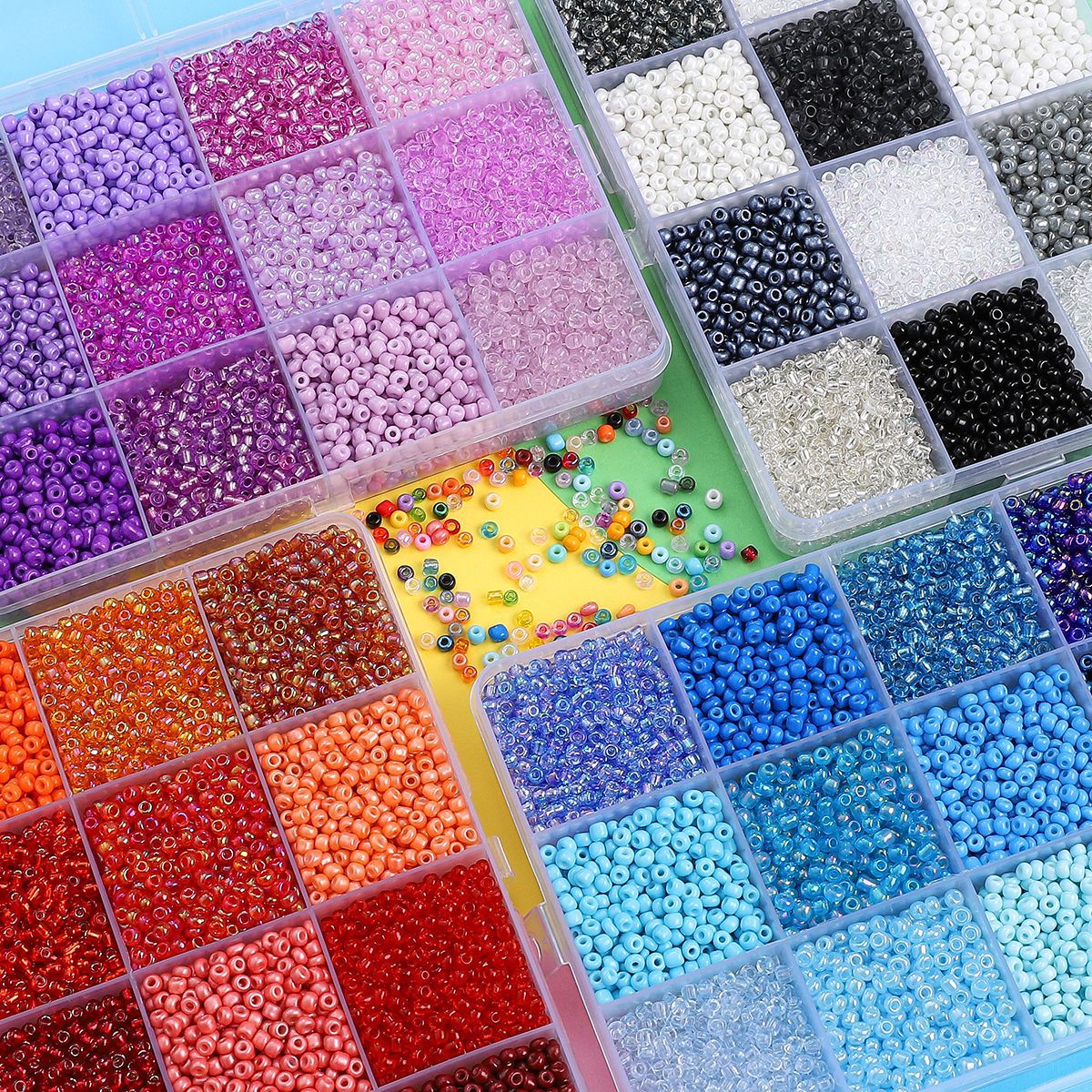 3mm Colored Glass Pony Beads Set - 12 Grids