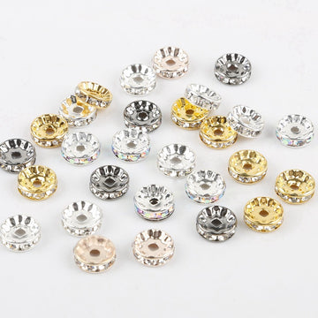 50pcs Electroplated White Wheel Drill Ring Spacer Beads
