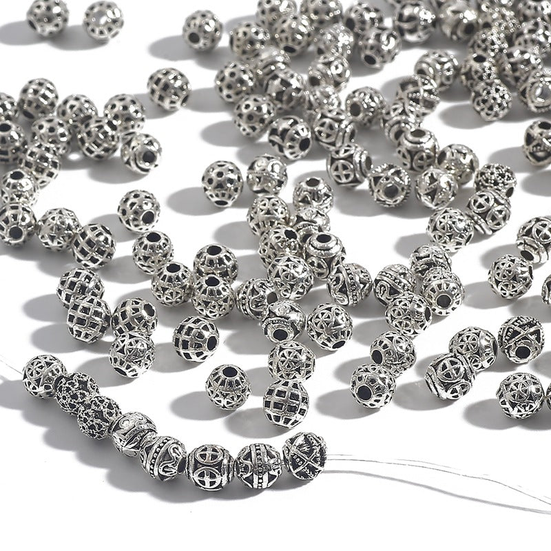 DIY Alloy Hollow Bead Components (Antique Silver Plated)