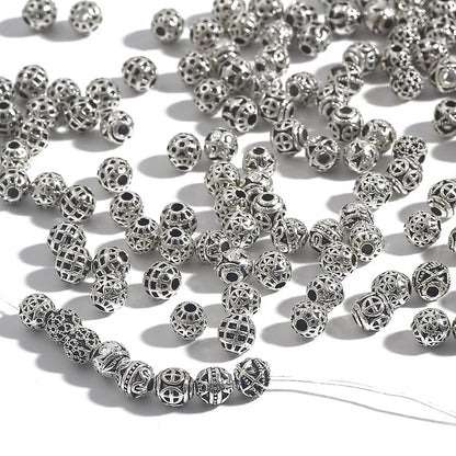 DIY Alloy Hollow Bead Components (Antique Silver Plated)