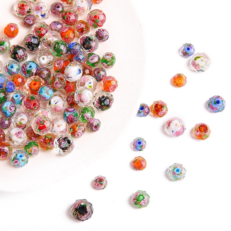 Faceted glass wheel beads
