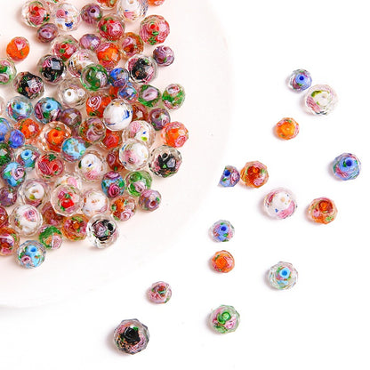 Faceted glass wheel beads