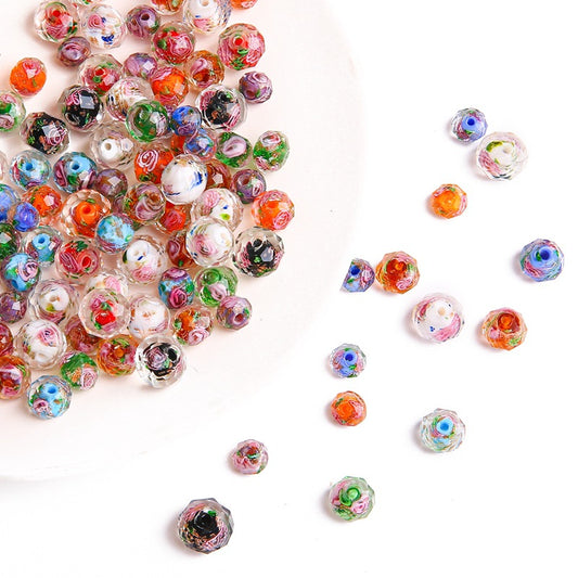 Faceted glass wheel beads
