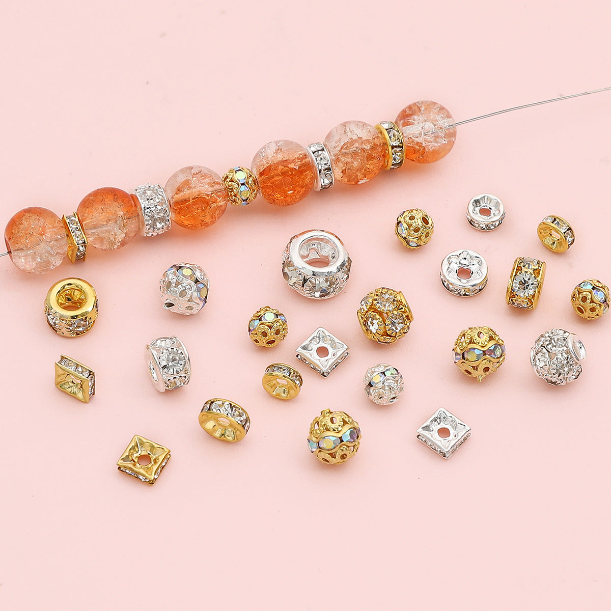 Copper Diamond Spacer Beads Washer Beads Bracelet Making Supplies