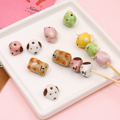 Puppy Hand Painted Ceramic Beads