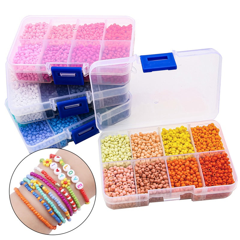 3mm Glass Solid Color Seed Beads Jewelry Making Kit-8 Grids