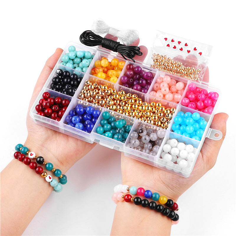 6-8mm Acrylic Mixed Color Beads Set - 15 Grids