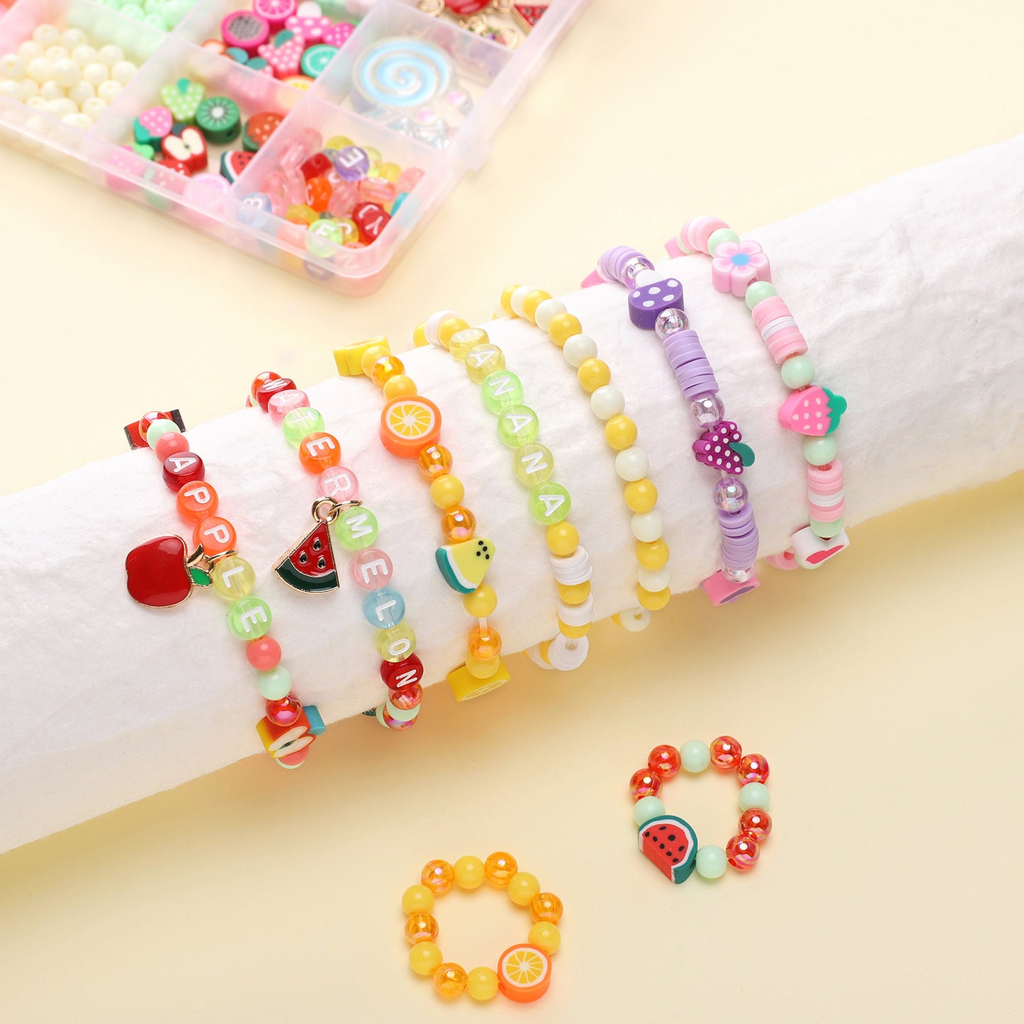 Summer Fruit DIY Jewelry Kit – Polymer Clay Beads Bracelet & Necklace Making Set for Kids & Beginners