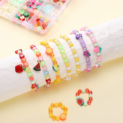 Summer Fruit DIY Jewelry Kit – Polymer Clay Beads Bracelet & Necklace Making Set for Kids & Beginners