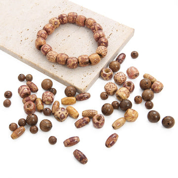 Natural Wood Beads Round Barrel Beads Beading Kit